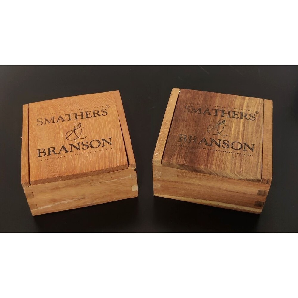 Smathers & Branson Well-made Dovetailed Wood Boxes - Lined with Blue Set Of Two